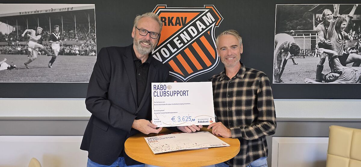 RKAV Volendam ontvangt bedrag in het kader van Rabo ClubSupport 2024