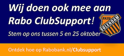 Rkav Volendam doet mee met de Rabobank ClubSupport actie
